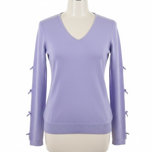 Lilly Pulitzer Sweaters - Lilly‎ Pulitzer Purple Bow Sleeve Sweater Size S Preppy Girly Casual Resortwear